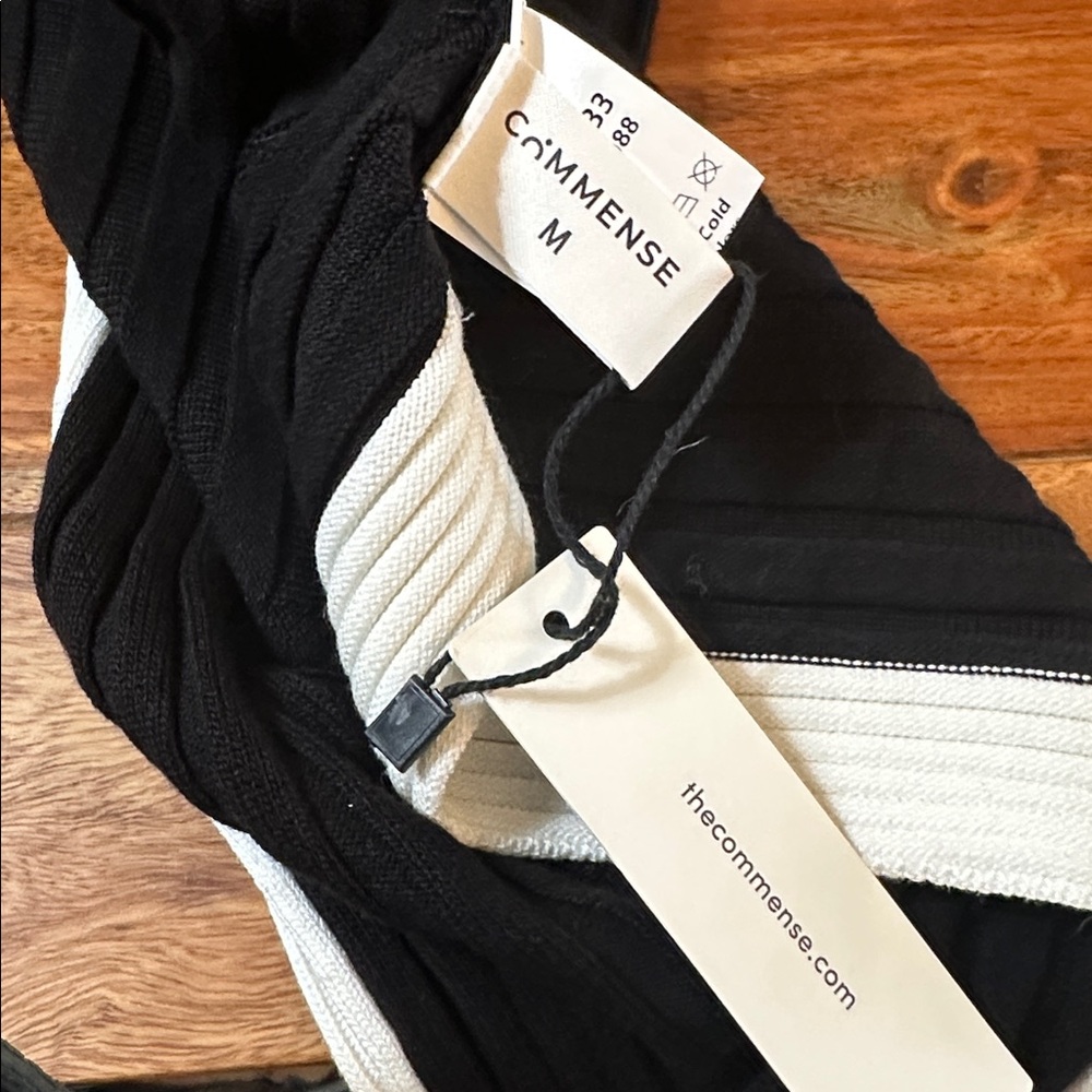 NWT Commense One Shoulder Black and White Knit Dress - Picture 10 of 11